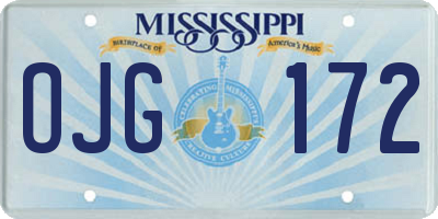 MS license plate OJG172