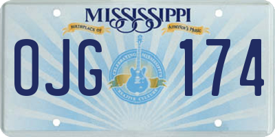 MS license plate OJG174
