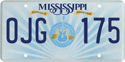 MS license plate OJG175