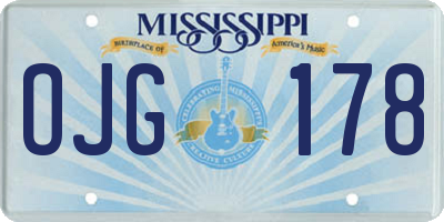 MS license plate OJG178