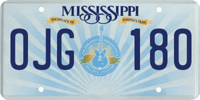 MS license plate OJG180