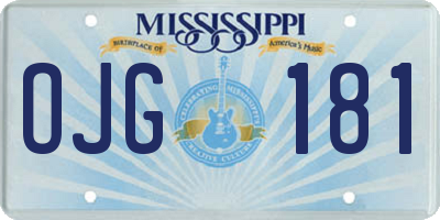 MS license plate OJG181