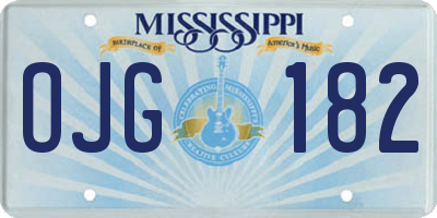 MS license plate OJG182