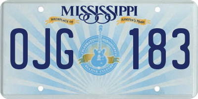 MS license plate OJG183