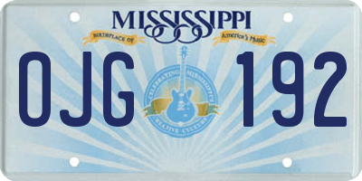 MS license plate OJG192