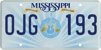 MS license plate OJG193