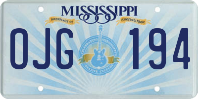 MS license plate OJG194