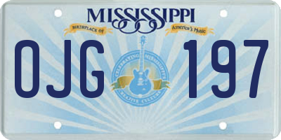 MS license plate OJG197