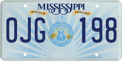 MS license plate OJG198