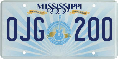 MS license plate OJG200