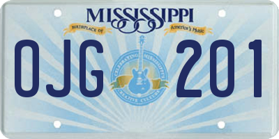 MS license plate OJG201