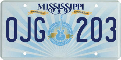 MS license plate OJG203