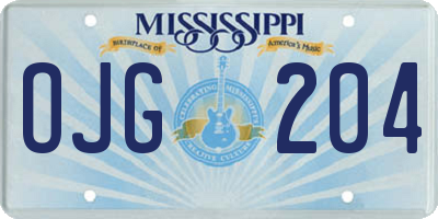 MS license plate OJG204