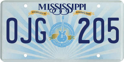 MS license plate OJG205