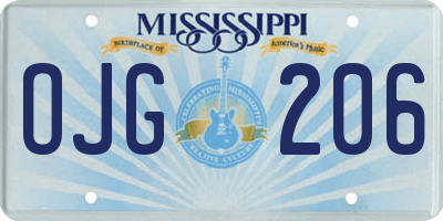 MS license plate OJG206