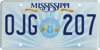 MS license plate OJG207