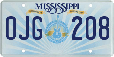 MS license plate OJG208