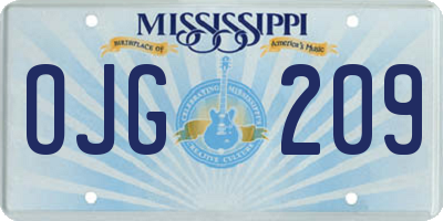 MS license plate OJG209