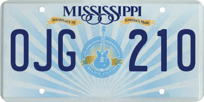 MS license plate OJG210