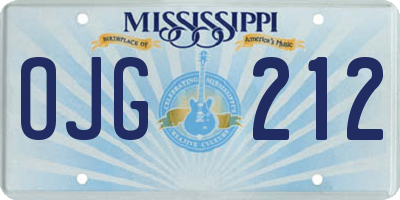 MS license plate OJG212
