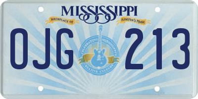 MS license plate OJG213