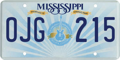 MS license plate OJG215