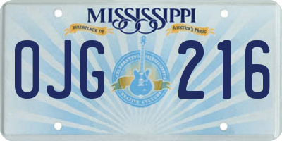 MS license plate OJG216