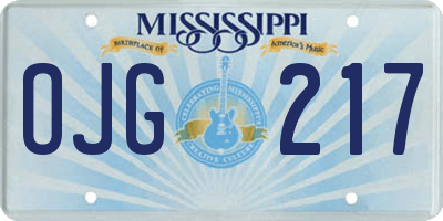 MS license plate OJG217