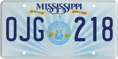 MS license plate OJG218