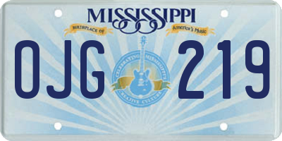 MS license plate OJG219
