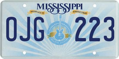 MS license plate OJG223