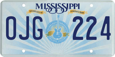 MS license plate OJG224
