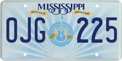 MS license plate OJG225