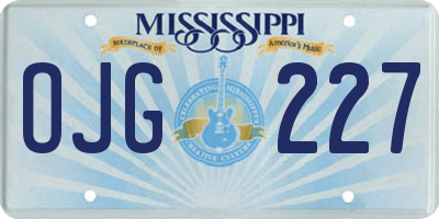 MS license plate OJG227