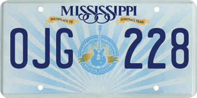MS license plate OJG228