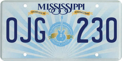 MS license plate OJG230