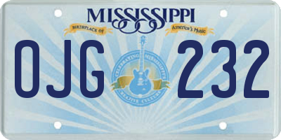 MS license plate OJG232