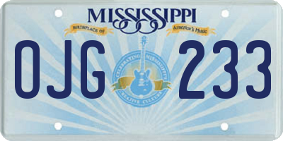 MS license plate OJG233