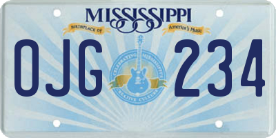 MS license plate OJG234