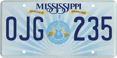 MS license plate OJG235