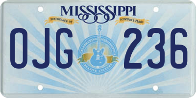 MS license plate OJG236