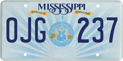 MS license plate OJG237