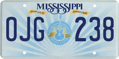 MS license plate OJG238