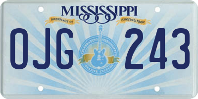 MS license plate OJG243
