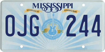 MS license plate OJG244