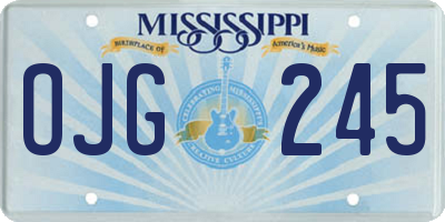 MS license plate OJG245