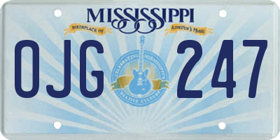 MS license plate OJG247