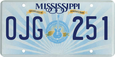 MS license plate OJG251