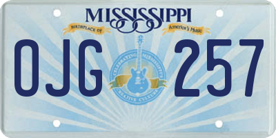 MS license plate OJG257