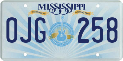 MS license plate OJG258